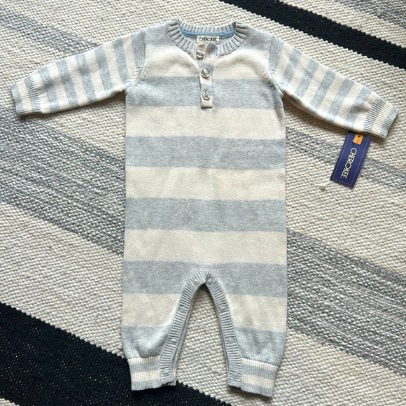 NEW Stripe Sweater Henley Onesie NWT - Picture 1 of 3